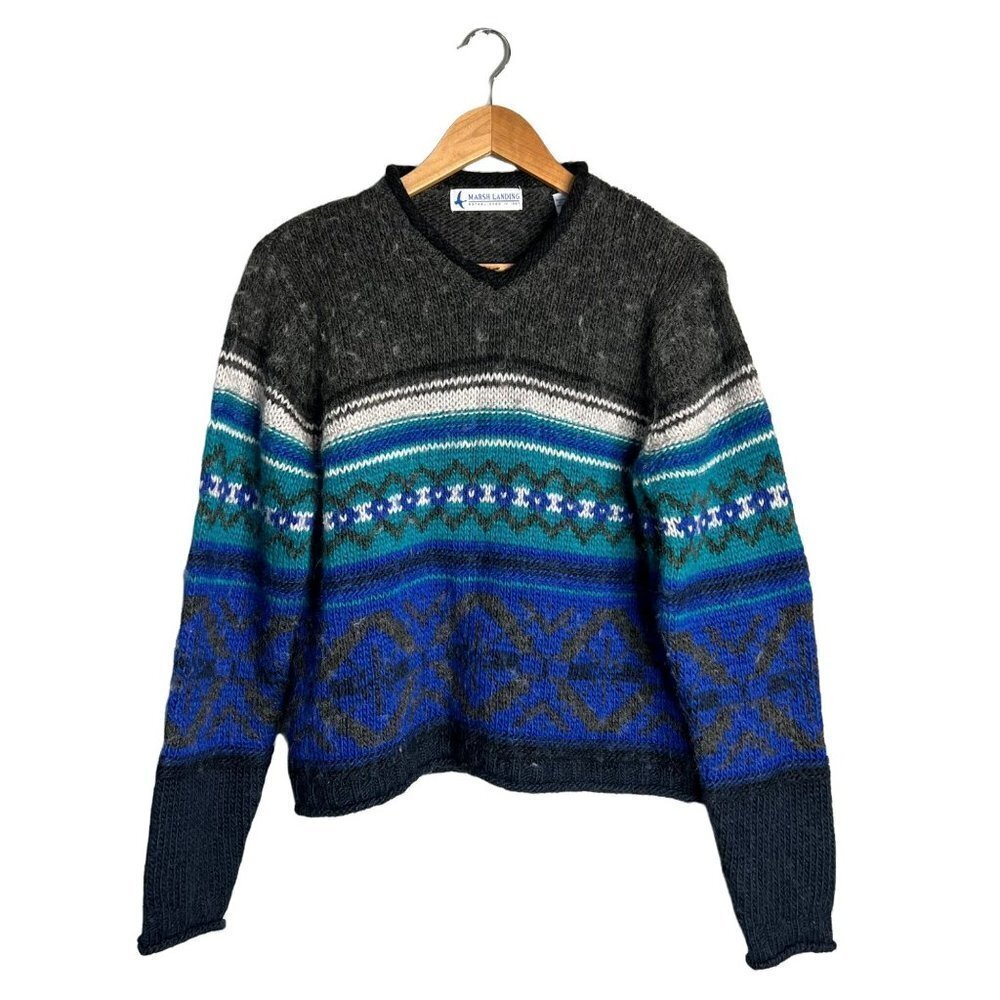 Vintage Marsh Landing Women's Large Acrylic Wool Blend Chunky Pullover Sweater
